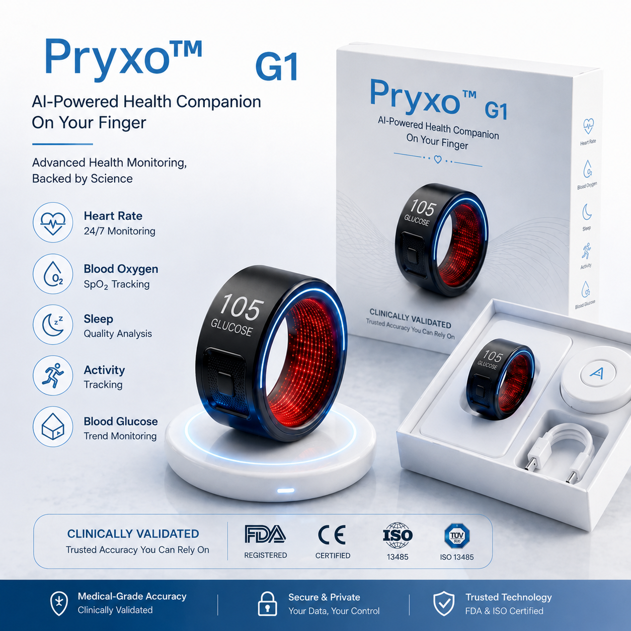 🎉 75% OFF Limited Release🔥Pryxo™ G1 Non-Invasive Smart Ring