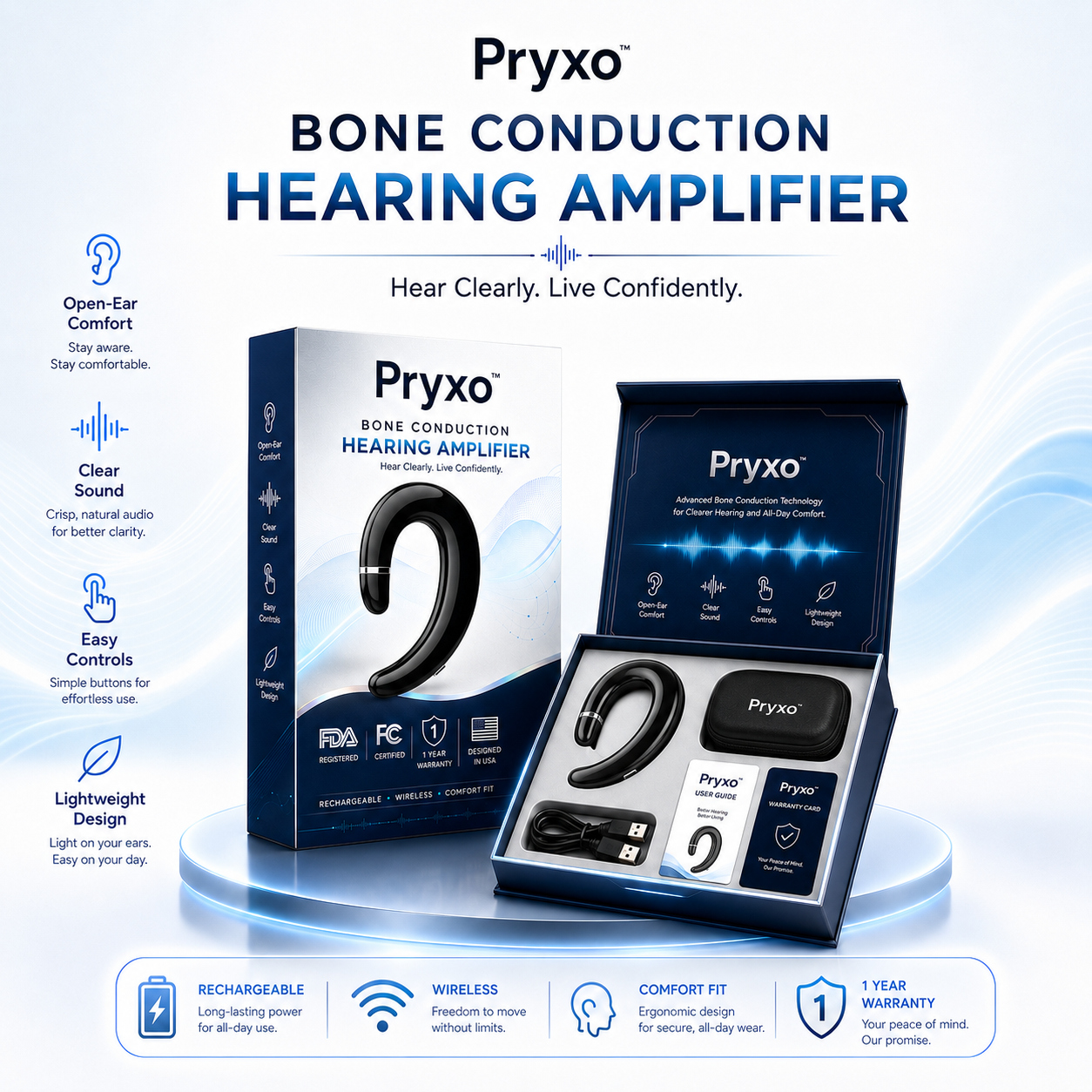 💖#1 THIS IS THE CLEAR WINNER!🔥Pryxo™ Bone Conduction Hearing Aids — Hear the sounds you should hear! ✅Made in the USA